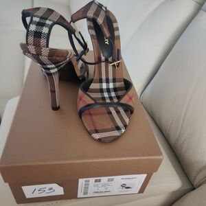 Brand New Burberry - Wendy Check High Heel Sandals in Brown Size 39